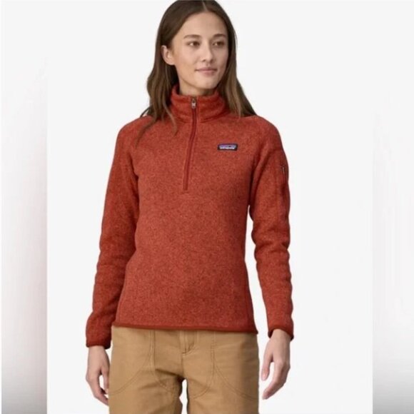 Patagonia Women BURD Burl Red Better Sweater Quarter-Zip Better Sweater 1/4 Zip - Picture 1 of 12